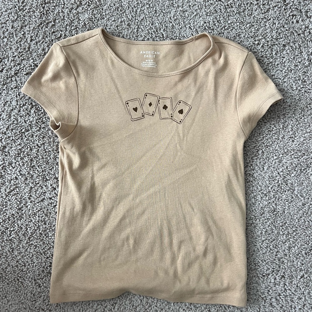 American Eagle Outfitters Tan Graphic Tee